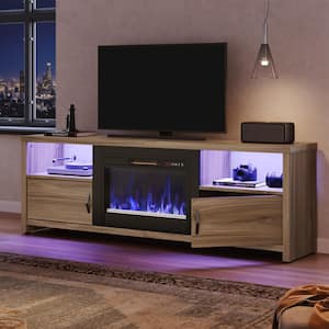 70 in. Pinewood LED TV Stand Fits TV's Up to 75 in. Entertainment Center with Fireplace and Cabinets