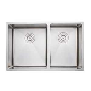 The Chefs Series Undermount 30 in. Stainless Steel Handmade 60/40 Double Bowl Kitchen Sink