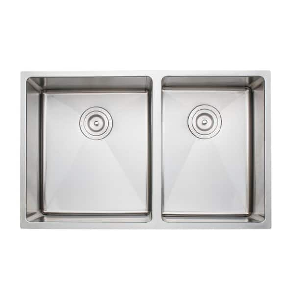 Wells The Chefs Series Undermount 30 in. Stainless Steel Handmade 60/40 ...