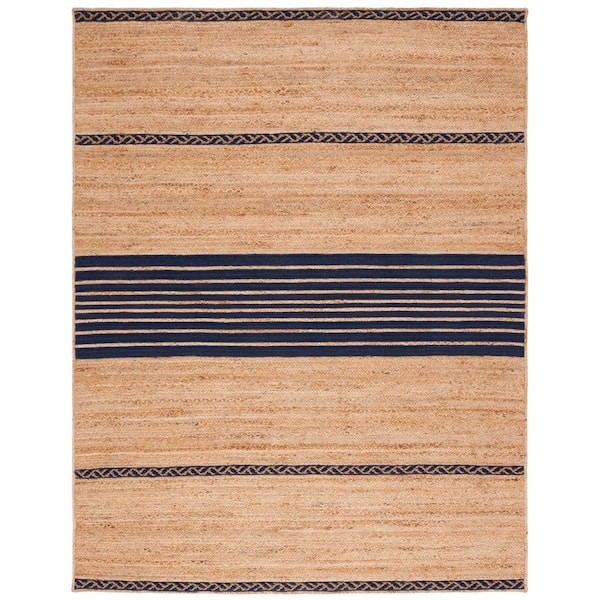 SAFAVIEH Natural Fiber Beige/Navy 8 ft. x 10 ft. Border Woven Area Rug