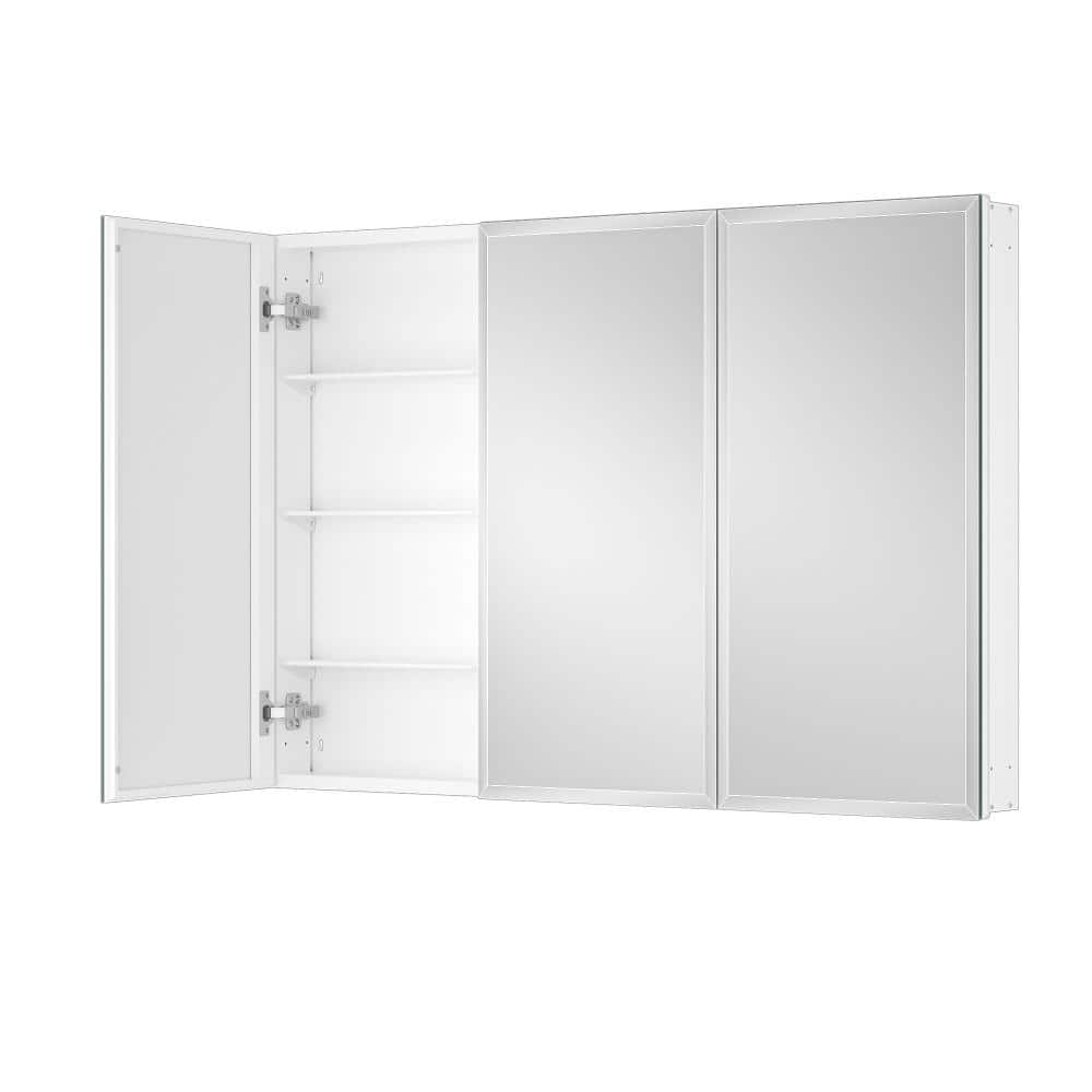64 in. W x 32 in. H Rectangular Beveled Frameless Metal White Surface Mount/Recessed Medicine Cabinet with Mirror price history on PriceWatchPro