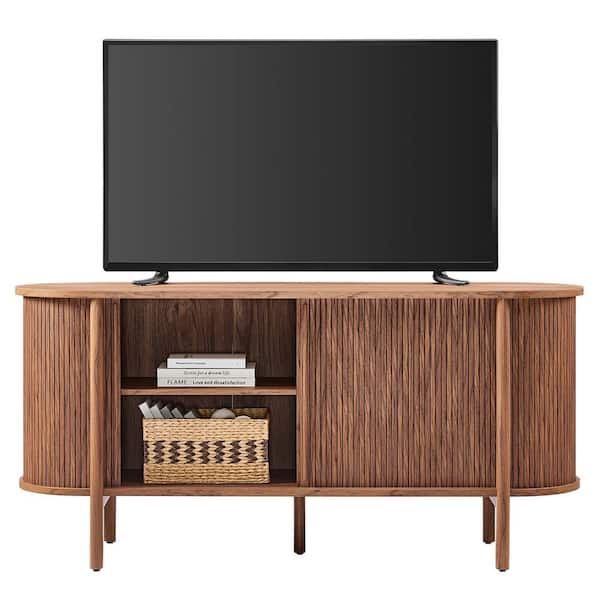 MODWAY Cadence Walnut Wood 63 in. Curved Sideboard EEI-6309-WAL