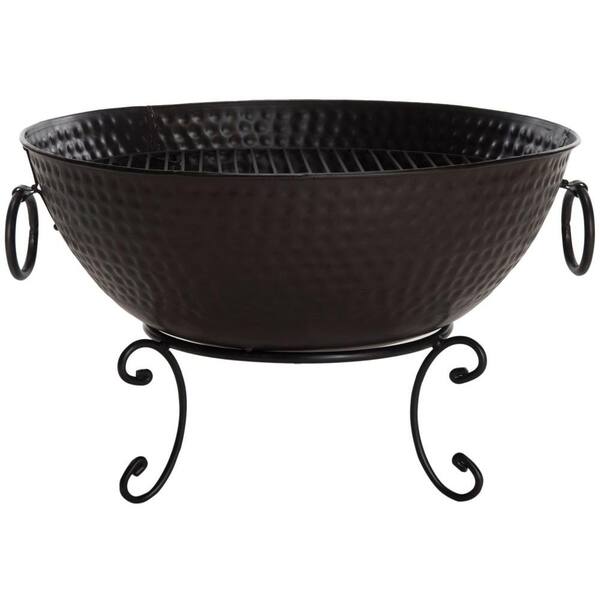 Safavieh Cambodia 34 in. Hammered Iron Fire Pit in Bronze and Black
