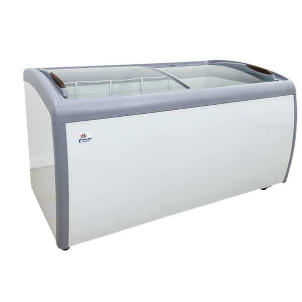 60 in. W 11.7 cu. ft. Manual Defrost Commercial Curved Glass Top Display Chest Freezer in White