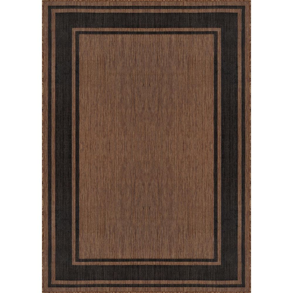 Essence Gold/Black 5 ft. x 7 ft. Bordered Easy to Clean Indoor Outdoor Area Rug price history on PriceWatchPro