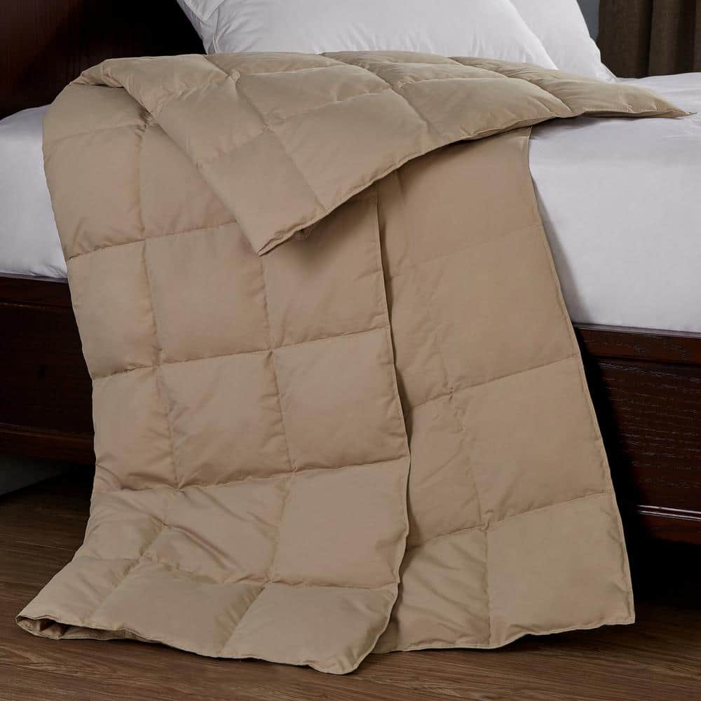 Puredown Packable Down 50 in. x 70 in. Khaki Throw BlanketPDDT17030D The Home Depot