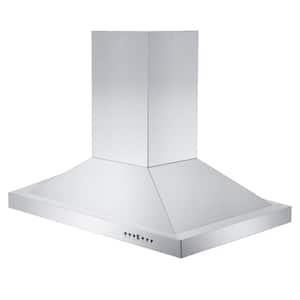 36 in. 700 CFM Ducted Island Mount Range Hood with Dual Remote Blower in Stainless Steel