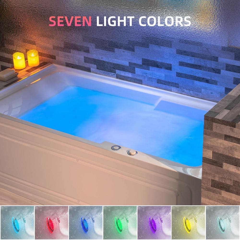 60'' White Acrylic Freestanding Heated Whirlpool Bathtub