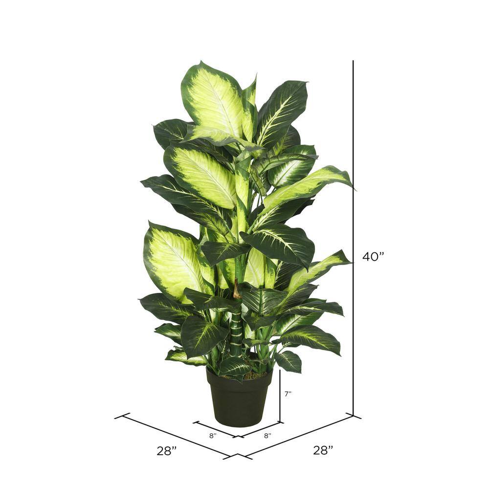 Tiny Green and Yellow Plastic Leopard Lily Faux Floor Plant