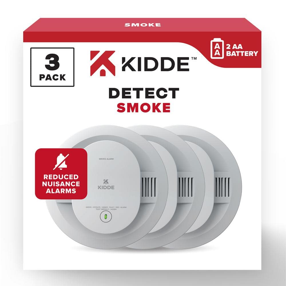 Kidde 3 Pack Battery Powered Smoke Detector with Alarm LED Warning ...