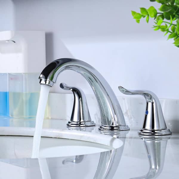 8 in. Widespread Bathroom Faucet with Pop Up Drain, 3 Hole Bathroom Sink Lavatory Faucet in Chrome