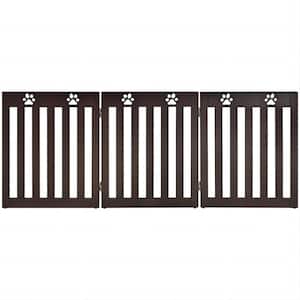 24 in. Folding Wooden Freestanding Dog Gate with 360° Flexible Hinge for Pet