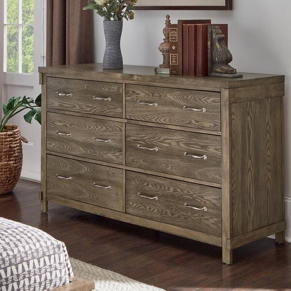 Homesullivan 6 Drawer Grey Wood Dresser, Grey Reclaimed Wood Dresser