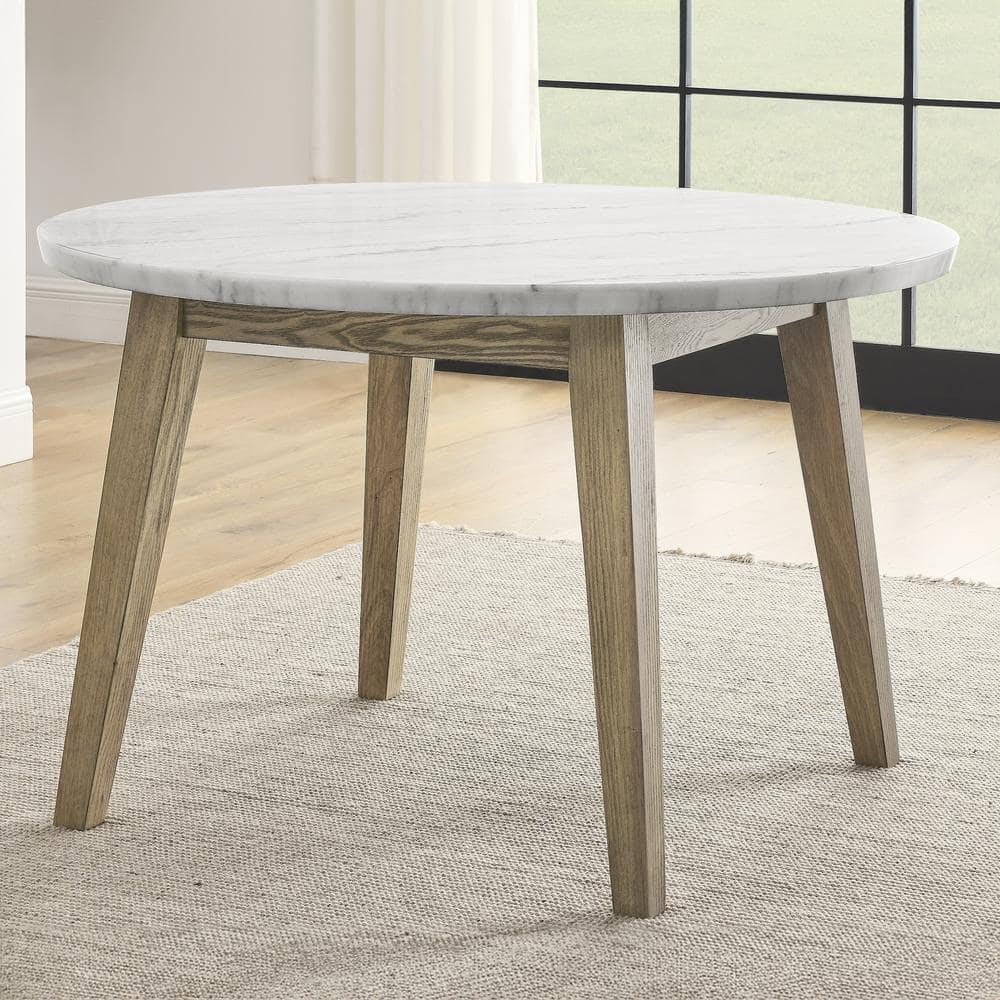 ( Table top only) Vida White Marble Top 48 in. 4 Leg Round Dining Table Seats 4 (Table Only)