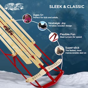 54 in. Flexible Flyer Metal Runner Steel and Wood Snow Slider Sled