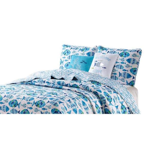Welcome Cove 3 Piece Quilt Set King - Blue