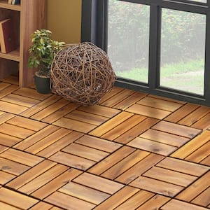 1 ft. x 1 ft. Acacia Wood Deck Tile in Brown (27-Piece Per Box)