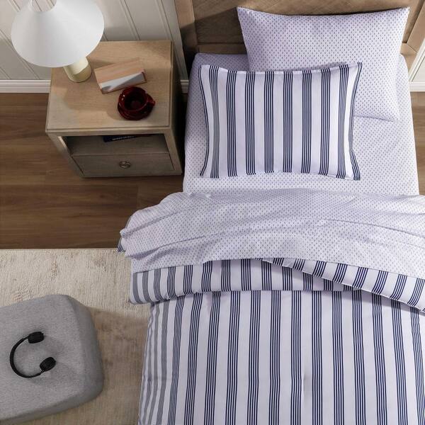 Tommy Hilfiger Campus Stripe 7-Piece White/Dark Blue Microfiber