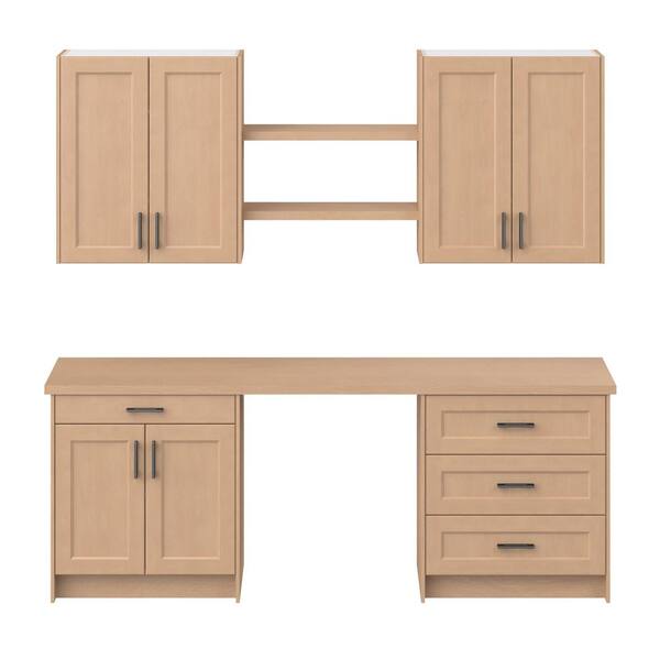 Lakewood 90 in. W x 89.5 in. H x 24 in. D Sugar Cookie Office Base Cabinet Bundle