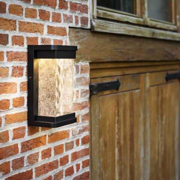Starry Night Black Aluminum LED Outdoor Wall Sconce with Seeded Glass