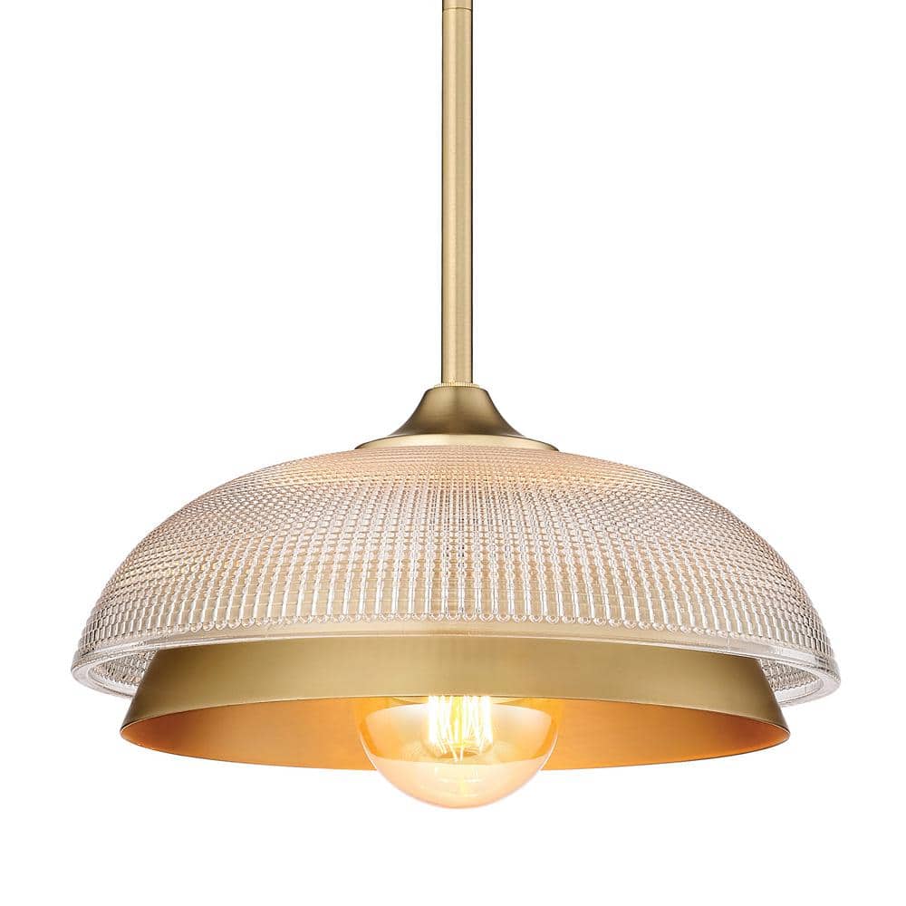 Brushed Champagne Bronze Mini Pendant with Retro Prism Glass