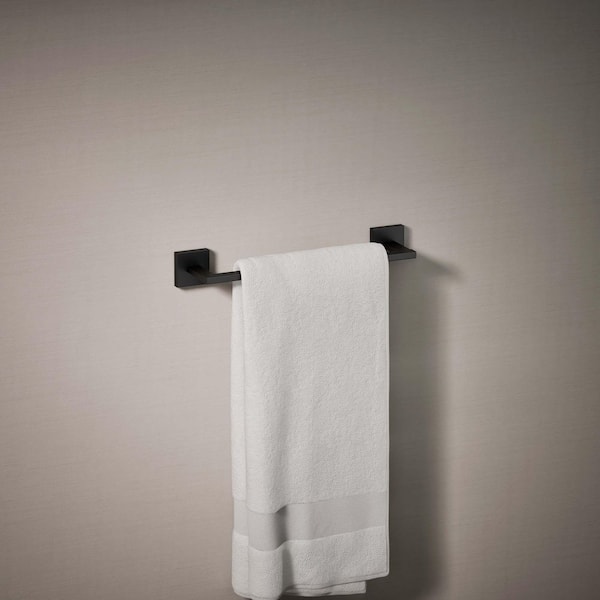 Square 12 in. Wall Mounted Towel Bar in Matte Black