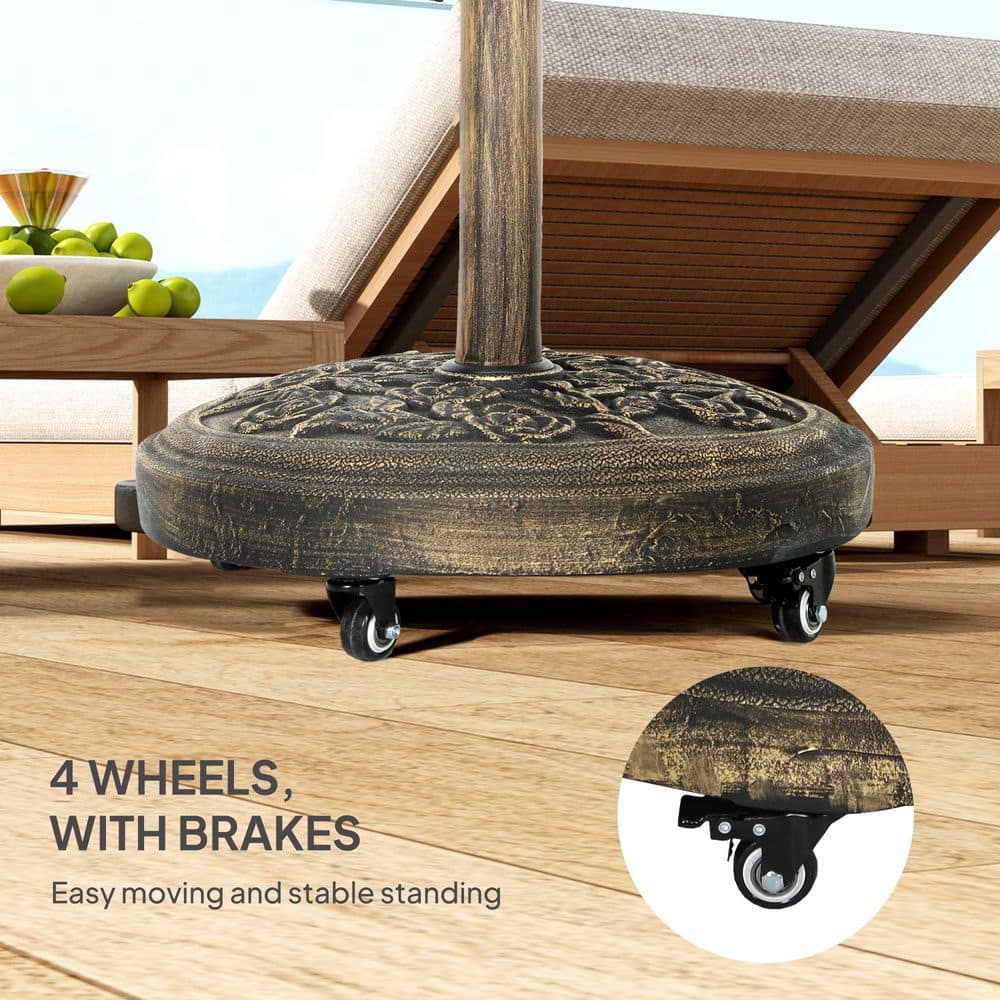 Bronze Powder Coated Metal Wheeled Patio Umbrella Stand