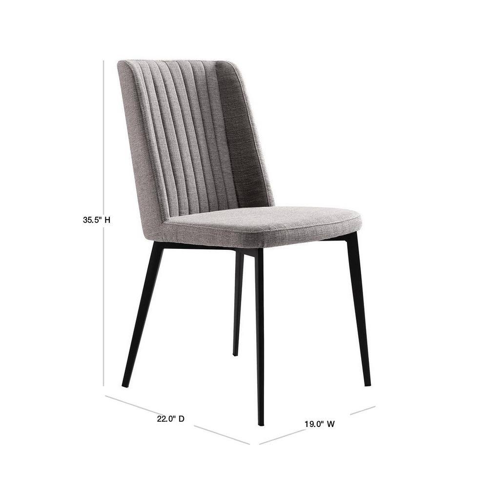 Set of 2 Gray Upholstered Metal Dining Chairs