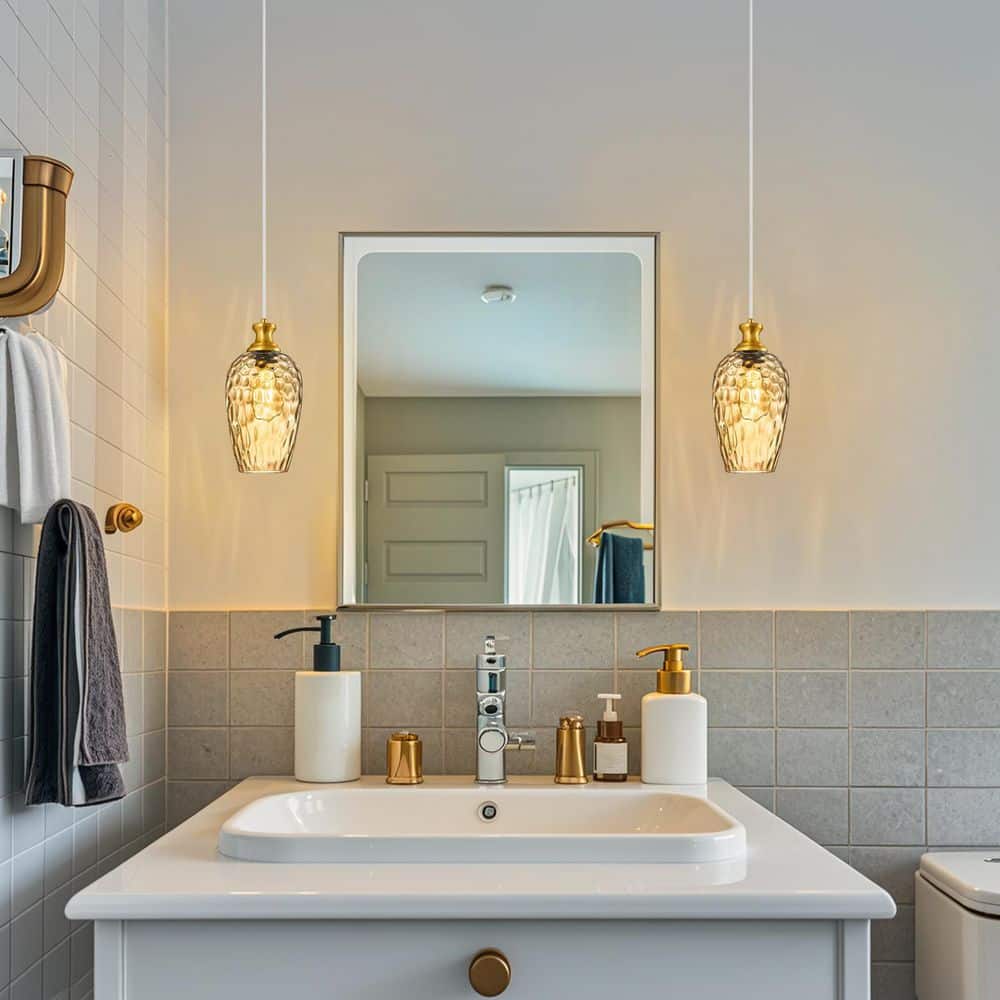 Home Lighting 60-Watt 2-Light Amber Modern Glass Pendant Light for Bedroom,2Pack price history on PriceWatchPro