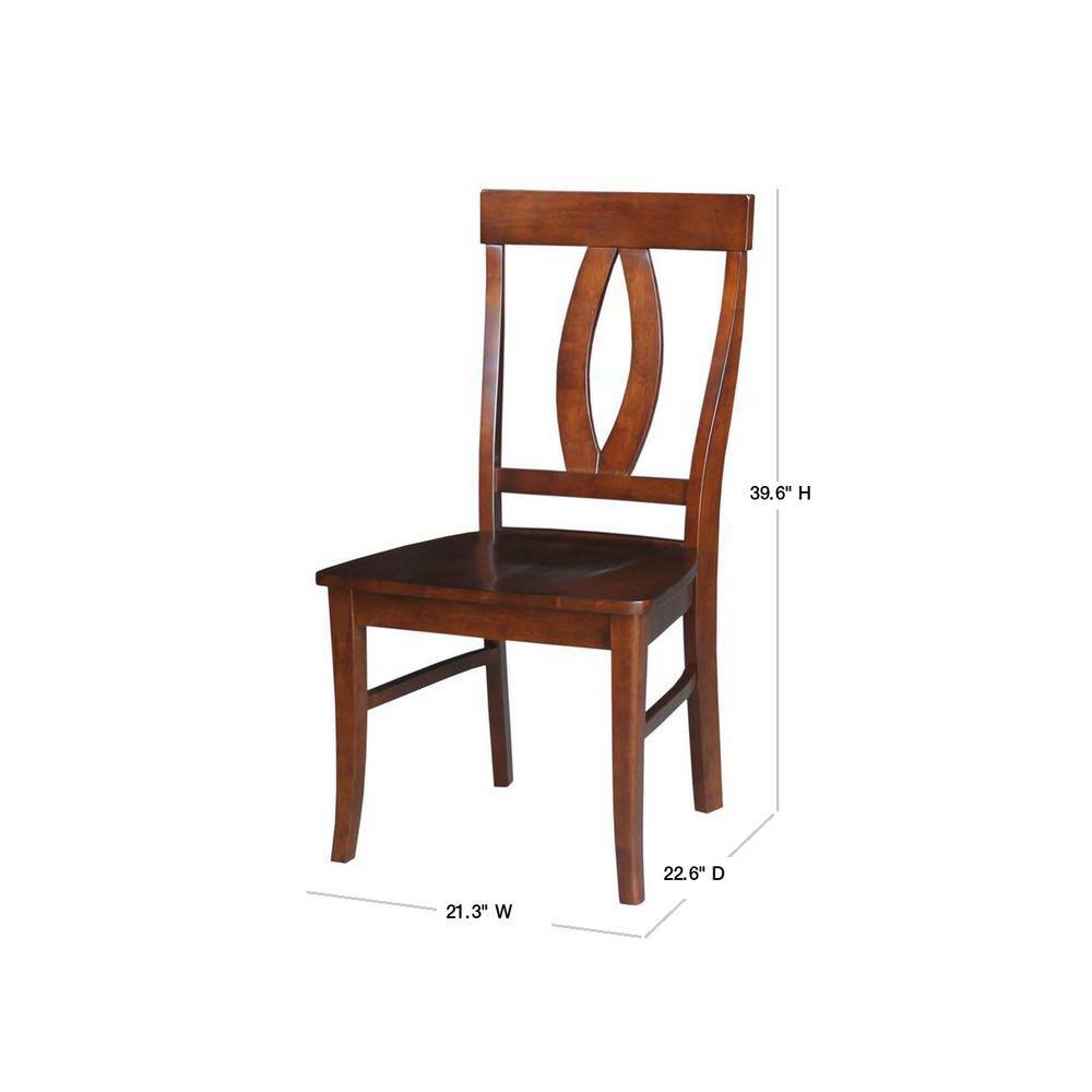 Espresso High Back Solid Wood Side Chairs, Set of 2