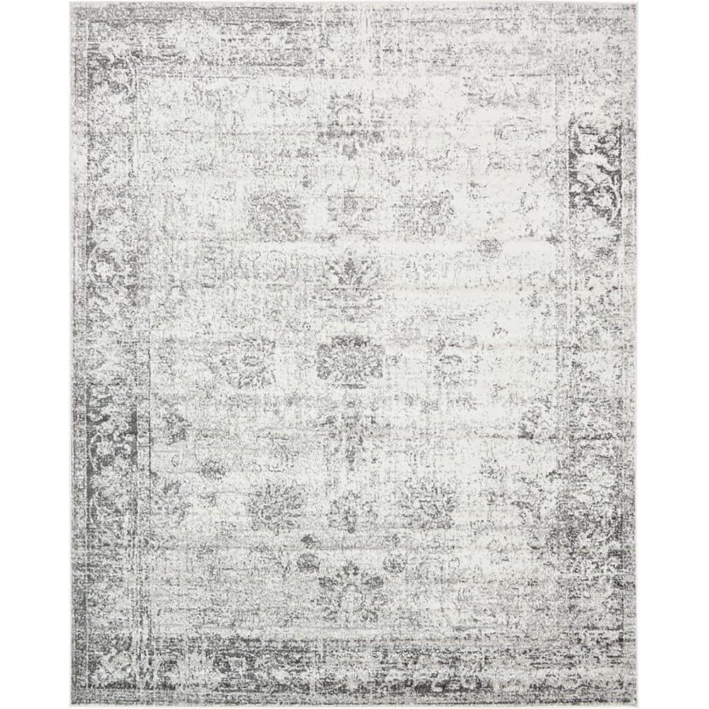 Gray 8 ft. x 10 ft. Polypropylene Oriental Indoor Area Rug