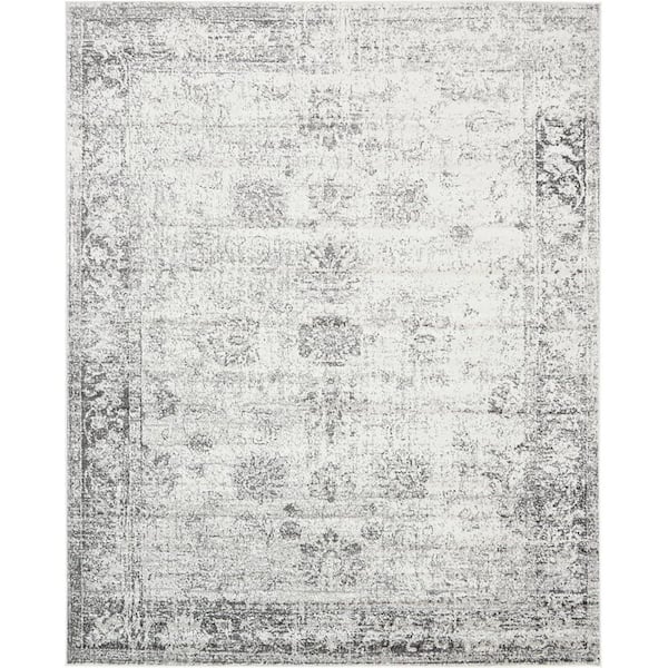 Unbranded Gray 8 ft. x 10 ft. Polypropylene Oriental Indoor Area Rug