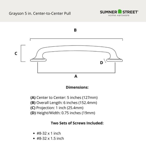 Sumner Street Home Hardware Grayson 5-in (127mm) Center to Center Dual Mount Arch Bar Drawer Pull