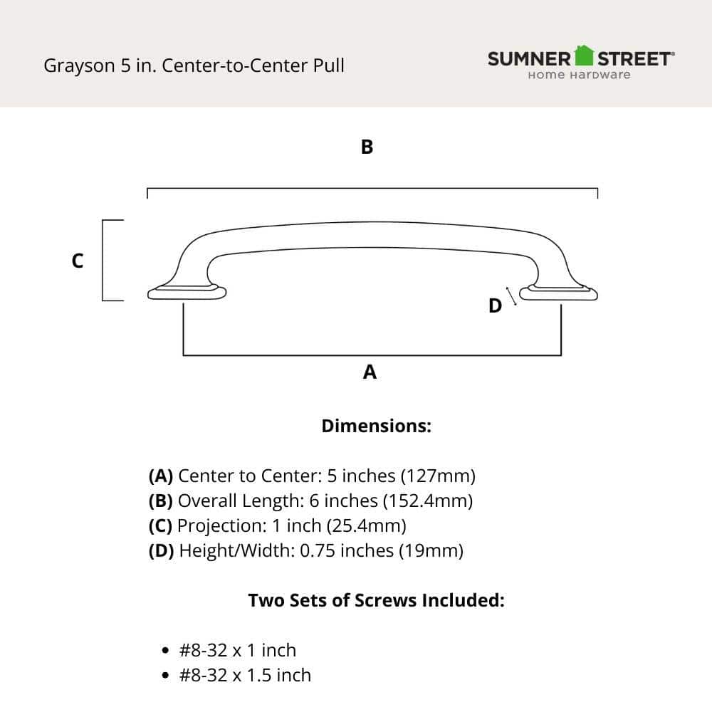 Grayson 5" Satin Brass Arch Pull with Mounting Hardware