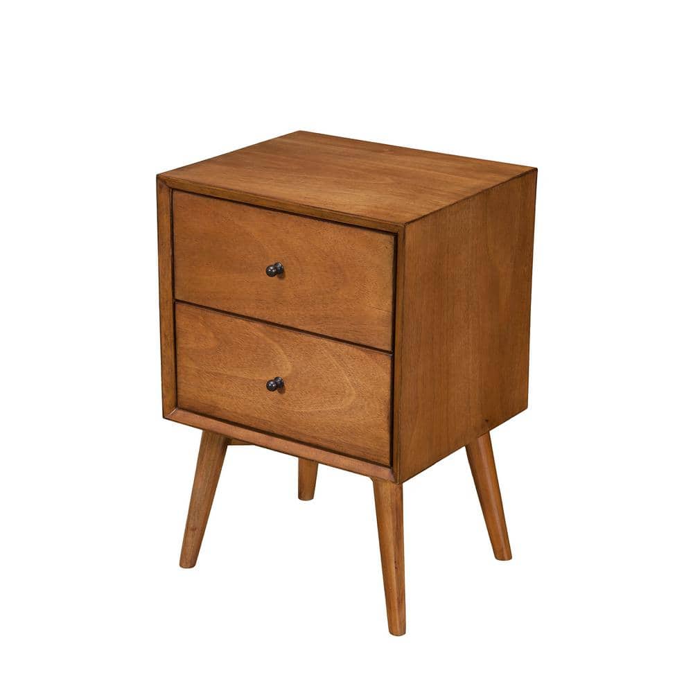 Flynn Acorn Brown Mahogany 2-Drawer Nightstand, 18"W x 15"D x 26"H