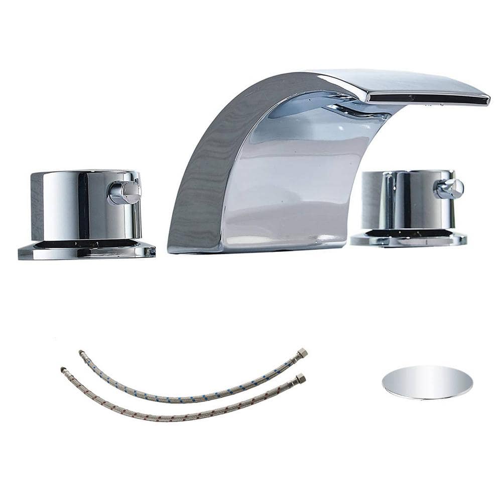 8 in. Widespread Double Handle LED Bathroom Faucet with Drain Assembly Wate