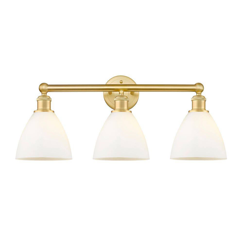 Bristol Glass 25.5 in. 3-Light Satin Gold Vanity Light with Glass Shade price history on PriceWatchPro
