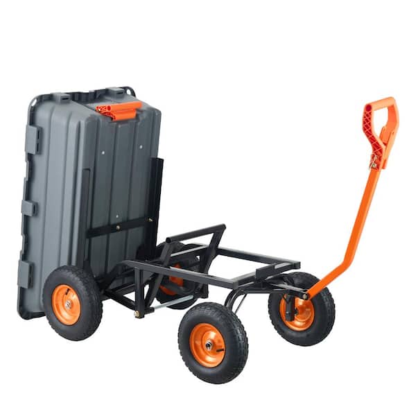 Garden Cart Poly Dump Cart 1500 lb. Capacity, 13 in. Rubber Wheels, Dual-Function Handle, Yard Wheelbarrow