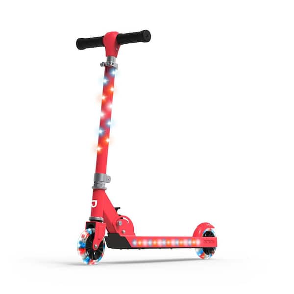 2 Wheel Light Up Scooter Adjustable Kick Ride On Toy for Kids, Red