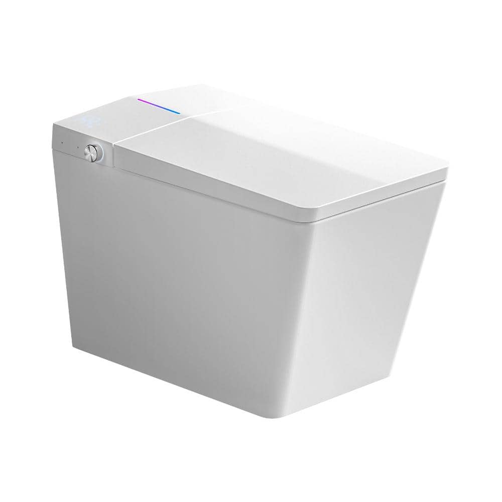 Square Smart Toilet with Built-in Tank, 1.28 GPF Flush One Piece Toilet in White with Foot Touching Lid Opening price history on PriceWatchPro