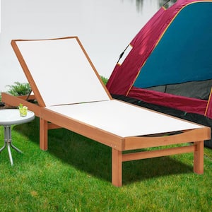Wood Outdoor Chaise Lounge with 5-Postion Adjustable Back