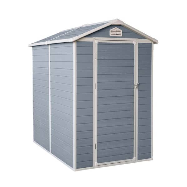 4 ft. W x 6 ft. D Gray Resin Outdoor Storage Shed with Floor and Lockable Door (24 sq. ft. )