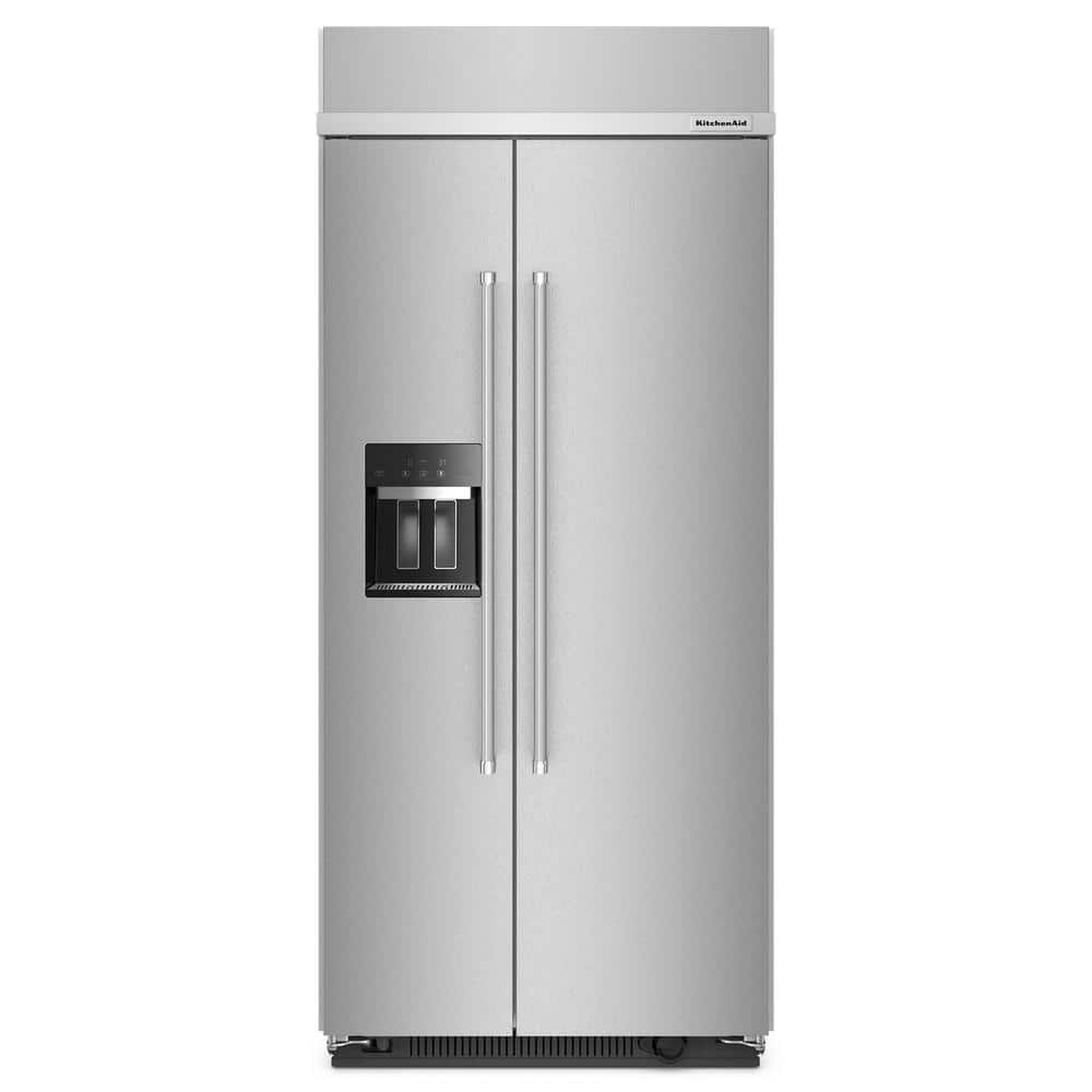 KitchenAid 36 in. 20.8 cu. ft. Countertop Depth Side-by-Side Refrigerator in Stainless Steel with PrintShield Finish, Silver