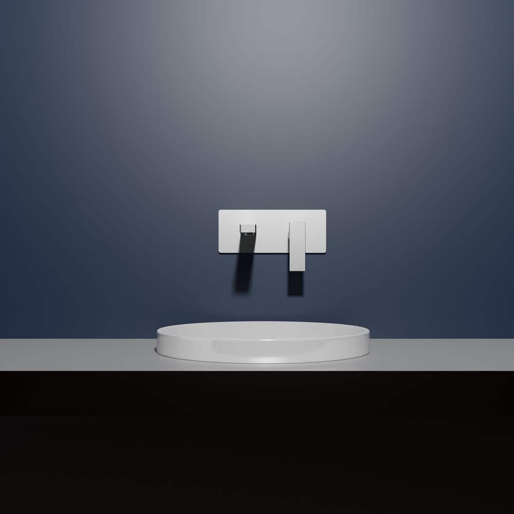 Glossy White Ceramic Circular Wall-Mount Bathroom Sink