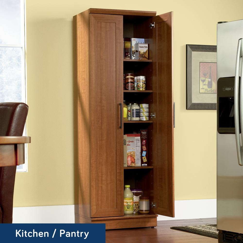 Sienna Oak Tall Engineered Wood Storage Cabinet