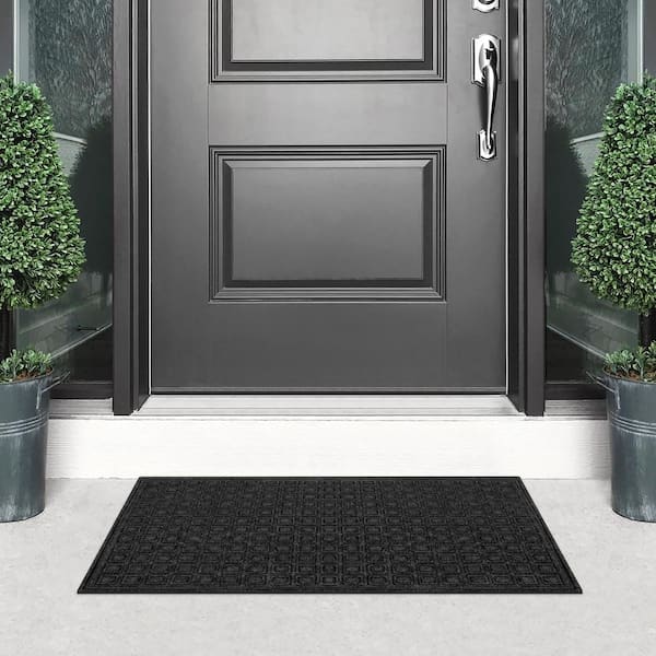 TrafficMaster Recycled Black 24 in. x 36 in. Fiber and Rubber Non