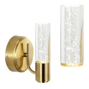 Bolha 4.75 in. 1-Light Brass Gold Minimalist Modern Bubble Acrylic/Iron Integrated LED Vanity Light