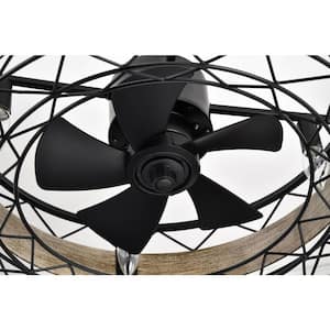 20.5 in. Indoor Black and Light Brown Ceiling Fan with No Bulbs Included and Remote Included