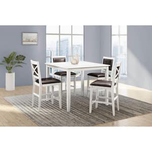Wally 5 Piece Wood Countery Height Dining Set in White