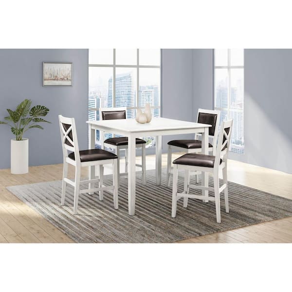 DEVON & CLAIRE Wally 5 Piece Wood Countery Height Dining Set in White